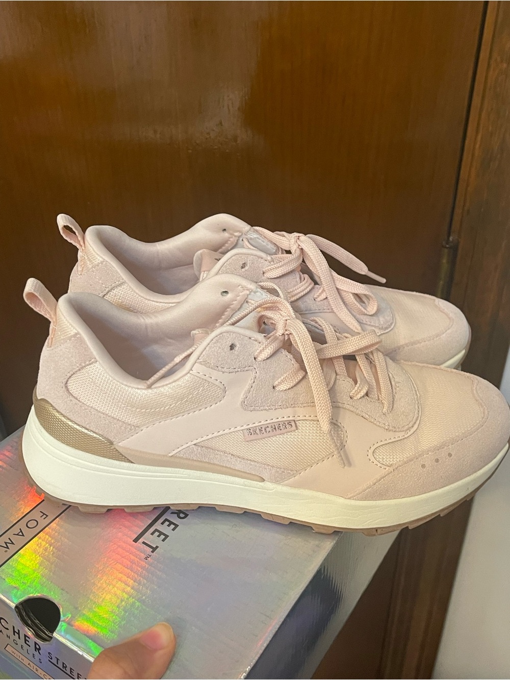 Skechers Women’s Blush Pink Lace-Up Sneakers